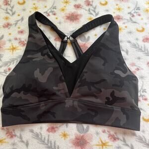 Zyia Light N Tight Strappy Bra Size Medium Black Camo Mesh Sports Bra Athletic